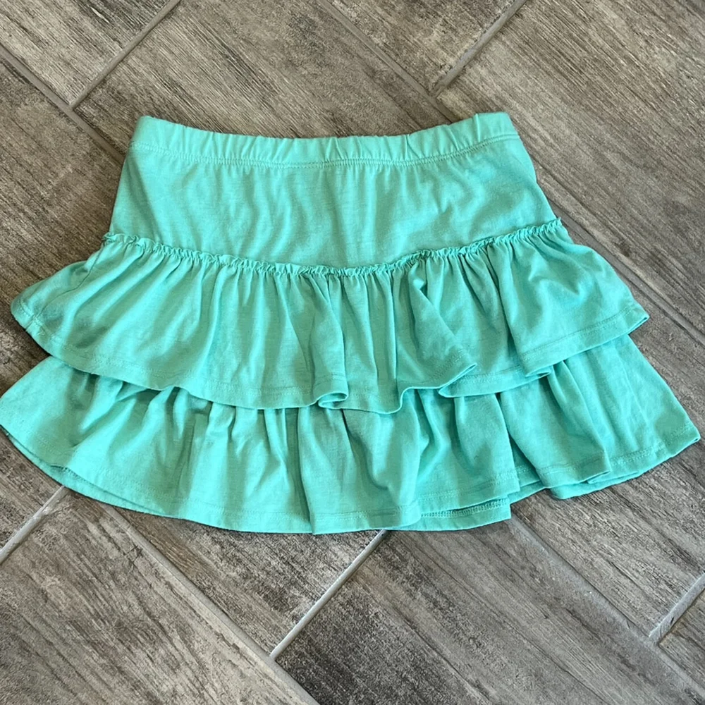 Green Soda Girls Skirt Skort Aqua Blue Ruffle Layered Pull On Casual Cute MD 7/8